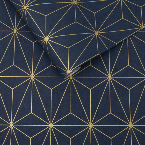 PRISM NAVY & GOLD WALLPAPER