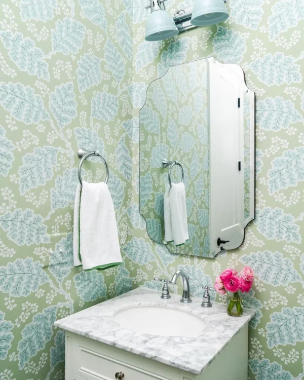 Green Estelle Schumacher wallpaper installation